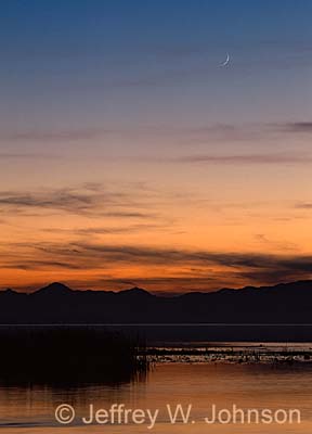 Utah Lake Sunset & Moon 111601 2